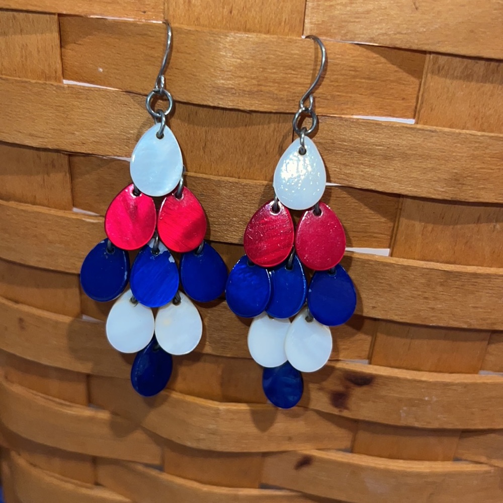 Earrings - red white blue